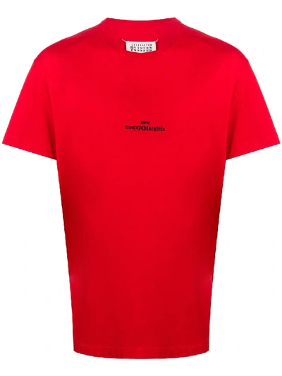 Shop Maison Margiela Embroidered Logo T-shirt In Red