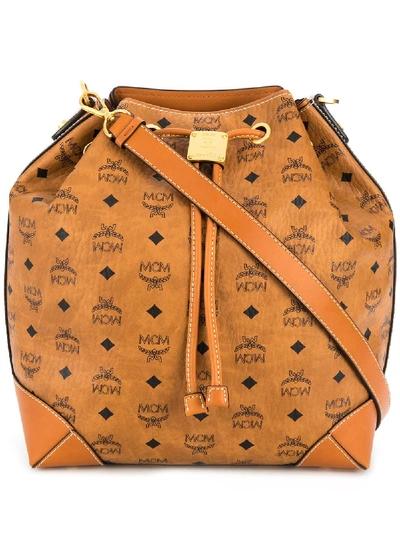 Shop Mcm Visetos-print Bucket Bag In Brown