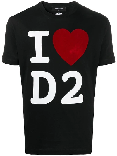Shop Dsquared2 I Heart D2 T-shirt In Black