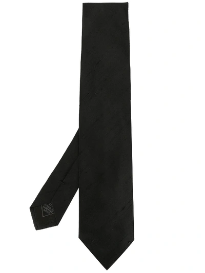 Shop Brioni Textured Finish Tie In Black