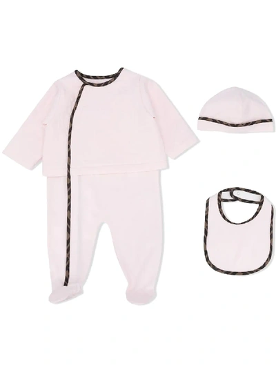 Fendi Pink Set With Double Ff For Baby Girl In Pink