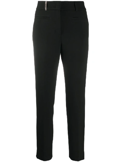 Shop Peserico High-rise Slim-fit Cropped Trousers In Black