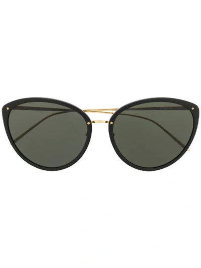Shop Linda Farrow Cat Eye Frame Sunglasses In Black