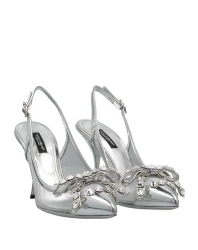 Shop Dolce & Gabbana Woman Pumps Silver Size 6.5 Calfskin, Polyamide