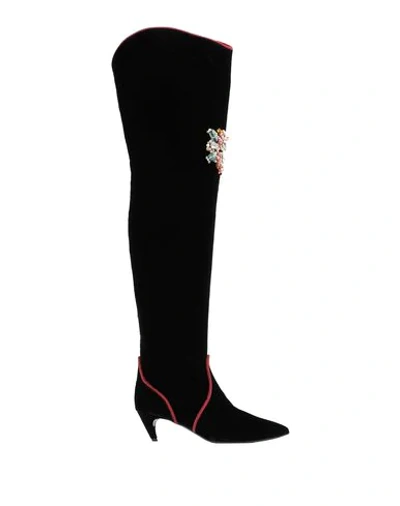Shop Roger Vivier Woman Boot Black Size 8 Textile Fibers