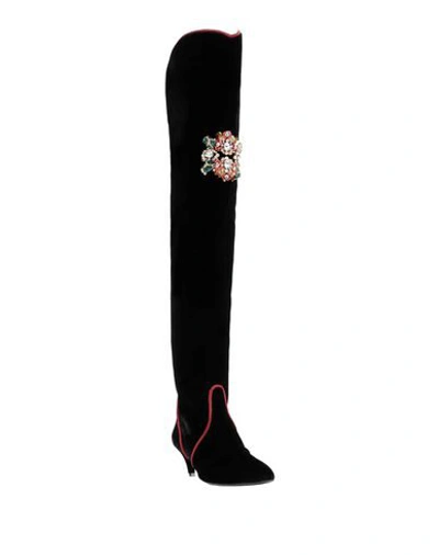 Shop Roger Vivier Woman Boot Black Size 8 Textile Fibers