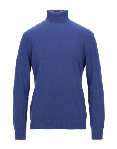 Shop Daniele Fiesoli Man Turtleneck Blue Size Xxl Eco-cashmere In Dark Blue
