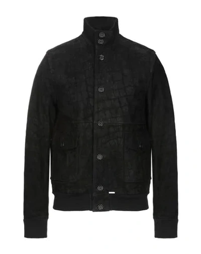 Shop Aglini Leather Jacket In Black