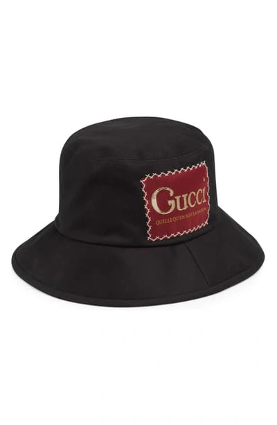 Shop Gucci La Saison Logo Label Drill Bucket Hat In Black