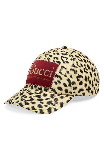 Gucci La Saison Logo Label Leopard Drill Baseball Cap In Black | ModeSens