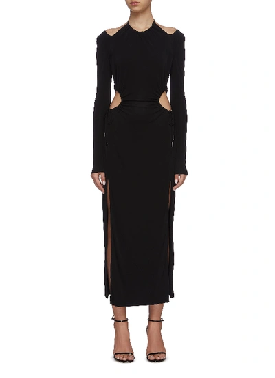 Shop Dion Lee Double Tie Gathered Dress In Black