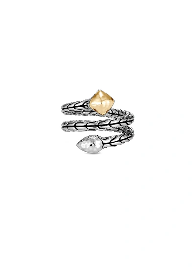 Shop John Hardy Classic Chain Hammered 18k Gold Sterling Silver Ring