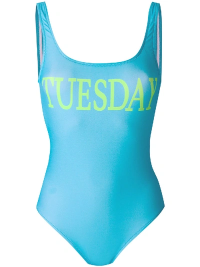 Shop Alberta Ferretti Tuesday Swimsuit In Light Blue