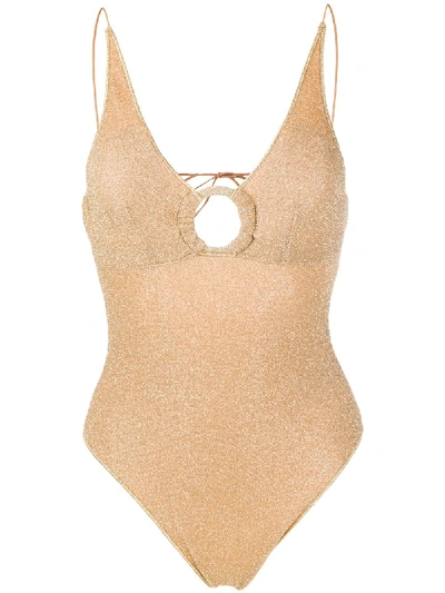 Shop Oseree Lumière Ring Maillot Swimsuit In Gold