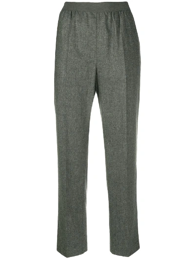 Shop Agnona Straight-leg Tailored Trousers In Grey