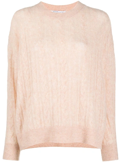 Shop Agnona Cashmere Cable-knit Jumper In Pink