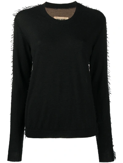 Shop Uma Wang Contrast-panel Cashmere Jumper In Black