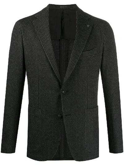 Tagliatore Houndstooth Suit Jacket In Black