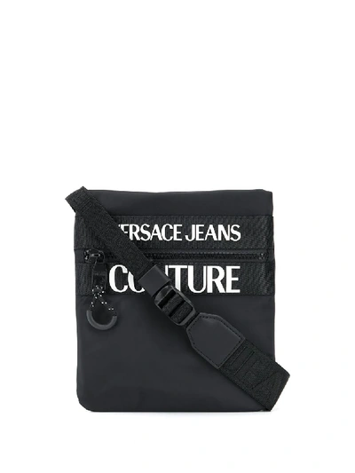 Shop Versace Jeans Couture Logo-print Messenger Bag In Black