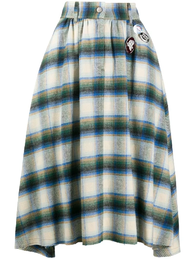 Golden Goose Checkered High-waist Cotton Skirt In Black