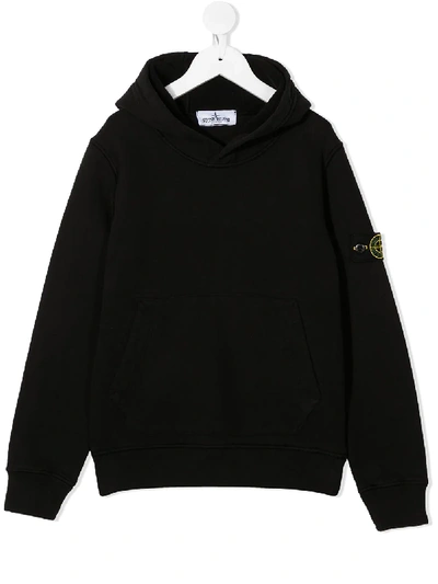 Shop Stone Island Junior Hooded Sweatshirt In Black