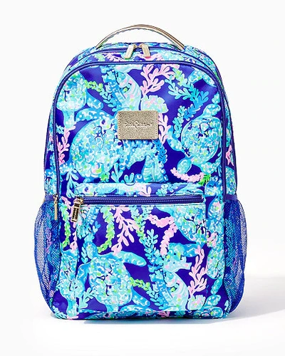 Shop Lilly Pulitzer Cambrie Large Backpack In Corsica Blue Turtle Villa