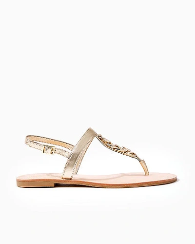 Shop Lilly Pulitzer Women's Largo T-strap Gold Sandal In Gold Size 9.5 -