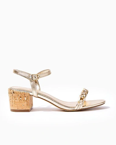 Shop Lilly Pulitzer Marcia Block Heel Sandal In Gold Metallic
