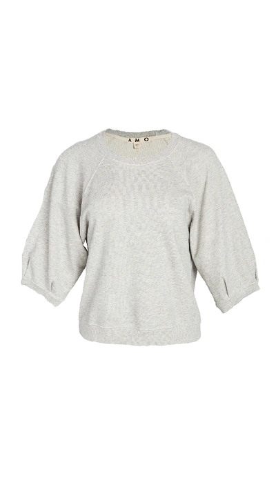 Shop Amo Puff Sleeve Sweatshirt In Heather Grey