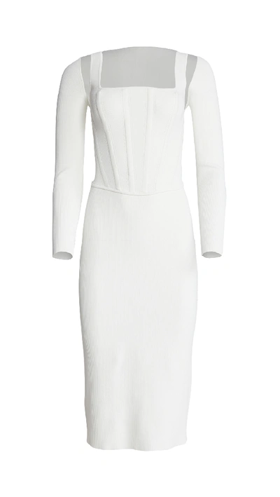 Shop Dion Lee Pointelle Corset Dress In Ivory