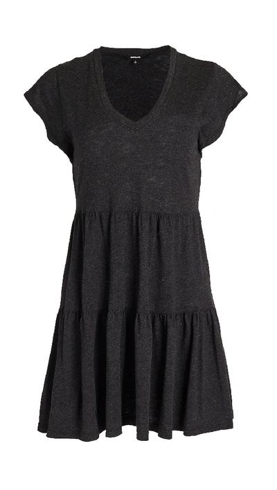 Shop Monrow Granite Ruffle Dress In Heathered Black