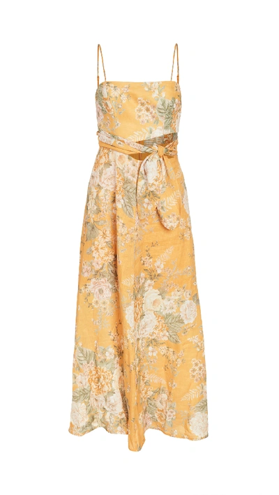 Shop Zimmermann Amelie Scarf Tie Dress In Amber Flora
