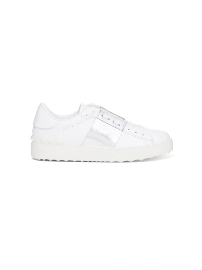 Shop Valentino Open Lace-up Sneakers In Metallic