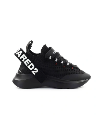 Shop Dsquared2 Speedster Black Knit Sneaker In Nero (black)