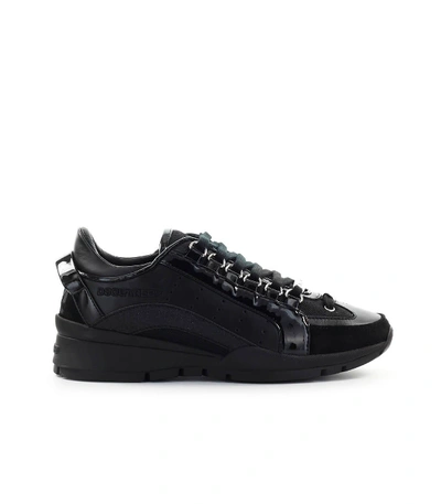 Shop Dsquared2 551 Black Glitter Sneaker In Nero (black)