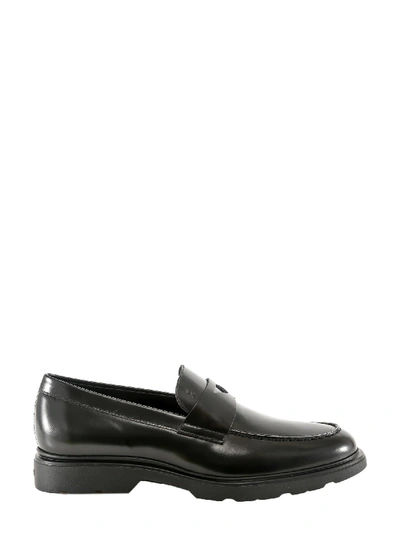 Shop Hogan Route Stamped Logo Loafers In Black