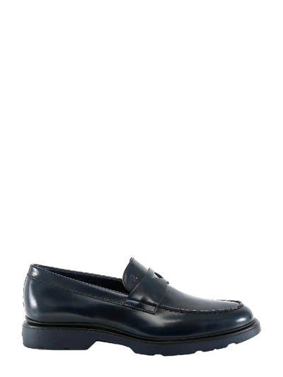 Shop Hogan Leather Penny Loafers In Blue