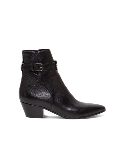 Shop Saint Laurent West Jodhpur Boots In Black