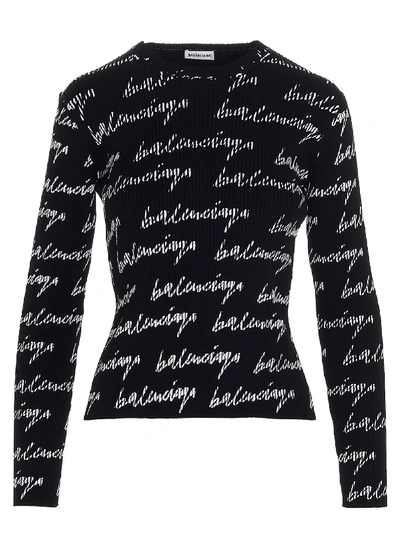 Shop Balenciaga Sweater In Black & White