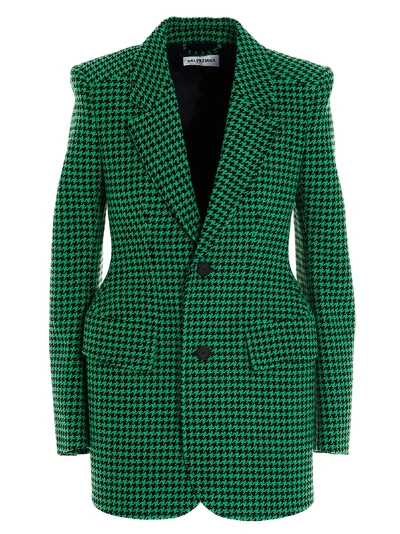 Shop Balenciaga Hourglass Blazer In Green