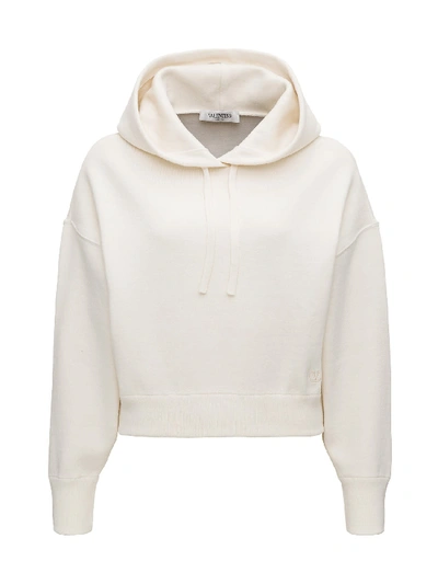 Shop Valentino Cashmere And Wool Hoodie In White