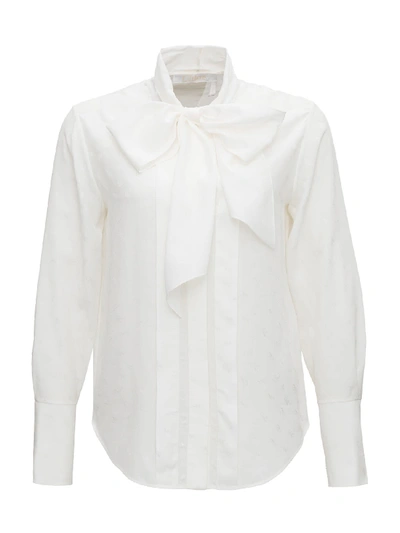Shop Chloé Shirt In Jacquard Crepe De Chine In White