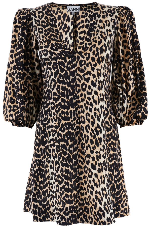 ganni leopard print mini dress