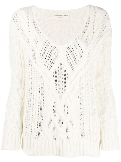 Shop Ermanno Scervino V Neck Sweater In Off White