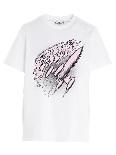 Shop Ganni T-shirt In White