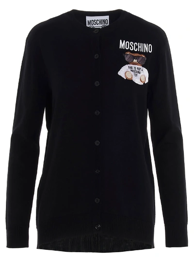 Shop Moschino Teddy Cardigan In Black