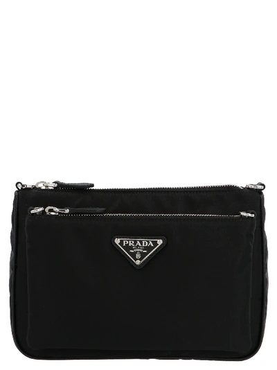 Shop Prada Messenger Re-edition Crossbody Bag In Black