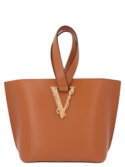 Shop Versace Virtus Bag In Brown