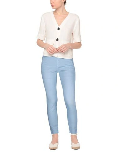Shop Care Label Woman Pants Sky Blue Size 27 Cotton, Elastane