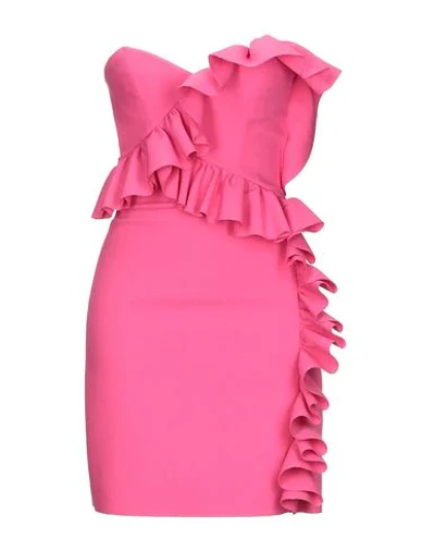 Shop Msgm Woman Mini Dress Fuchsia Size 4 Polyester, Viscose, Elastane In Pink